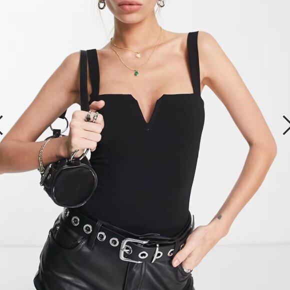 Free People Tops - Free People Pippa Bodysuit Black V Wire Sleeveless Tank